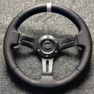 Kafa Oto Stir Racing Kulit Carbon Hitam Ukuran 8-15 Inchi Mugen Power Premium Comfortable Grip PNP Ke Bosskit Cocok Untuk Semua Jenis Mobil