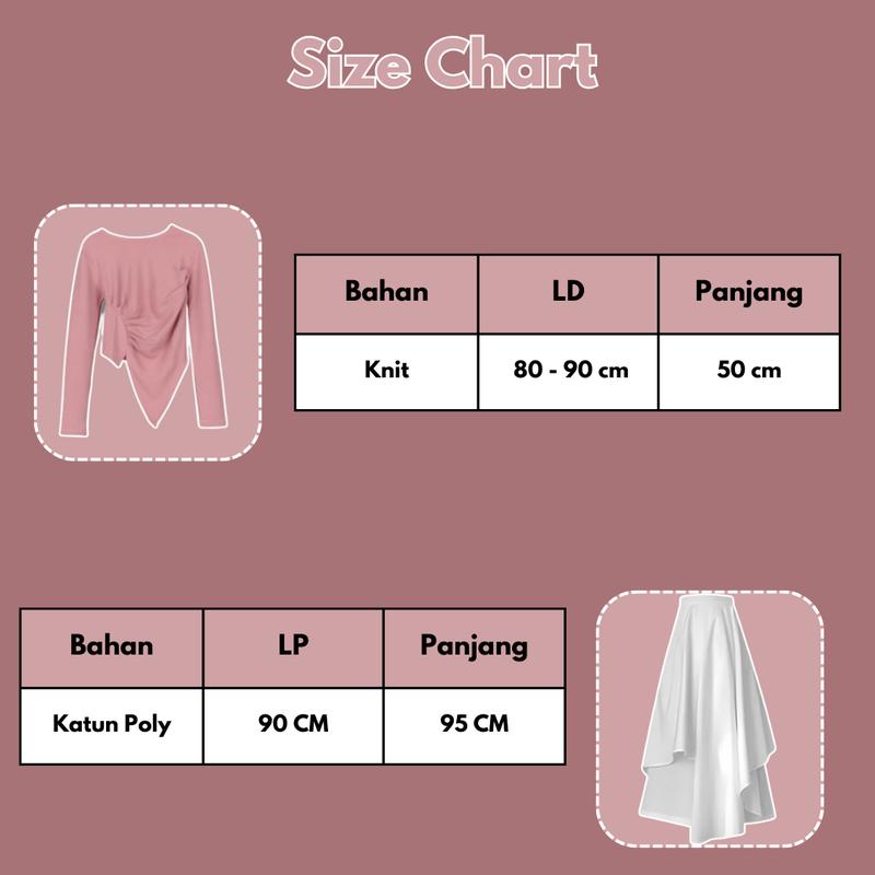 Outfit Lengkap Korean Style Cewe Kue (Blouse knit kerut Hijab Square Rok Monalica Susun) | DSD167 - Dewasa Panjang 4