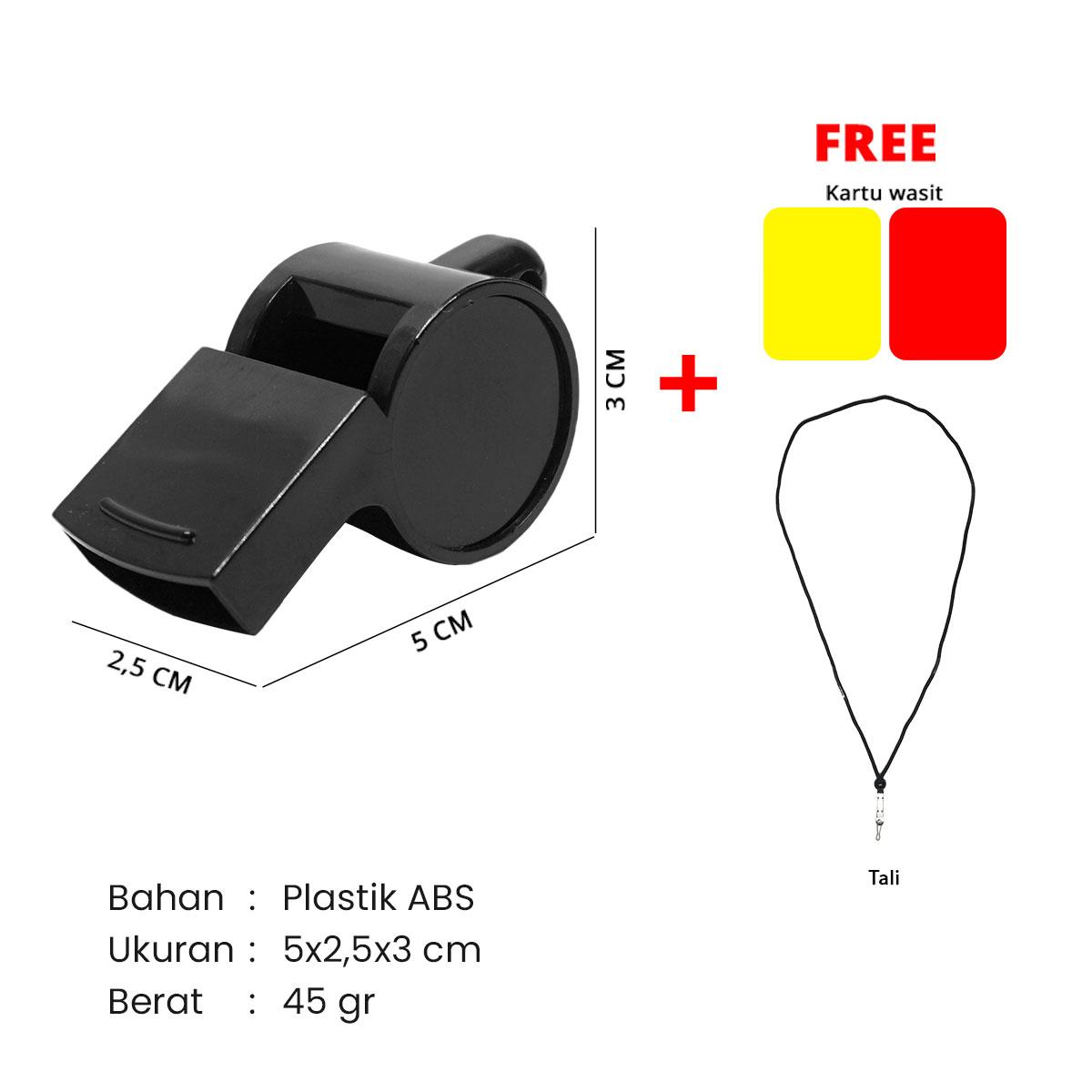 Peluit Hitam Premium Suara Nyaring + Free Kartu Wasit & Lanyard Peluit Pelatih Peluit Olahraga Peluit Latihan 007-20