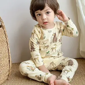 BAJU TIDUR ANAK FULL PRINTTING ANIMAL ZOO CREAM untuk 1-7 tahun