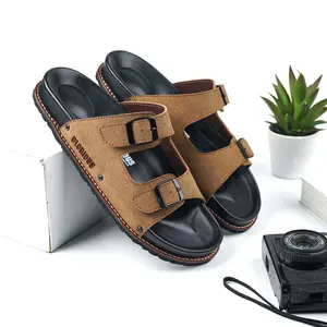 Glorious - Sage Pleter Brown Sandal Formal Casual Pria Wanita Kulit Slide Slop Distro Hitam Stylist Terbaru Original