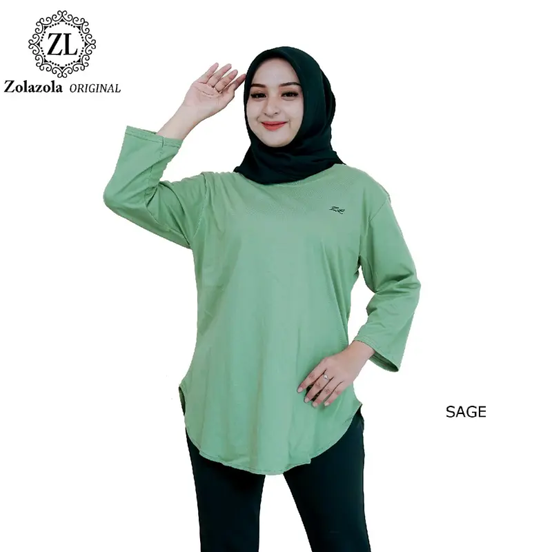 ZolaZola Kaos Oval Lengan 7/8 Wanita Size [ M, L, XL, XXL, XXXL ] Cotton Combed 24s/ Baju Polos Seragam Kekinian 6