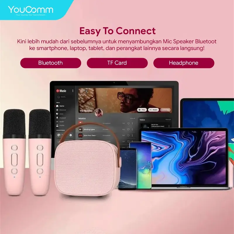 Youcomm Karaoke Mini Speaker Microphone Karaoke Premium Set Speaker Bluetooth Wireless With Mic Karoke Bluetooth Full bass Portable Speaker K1 7