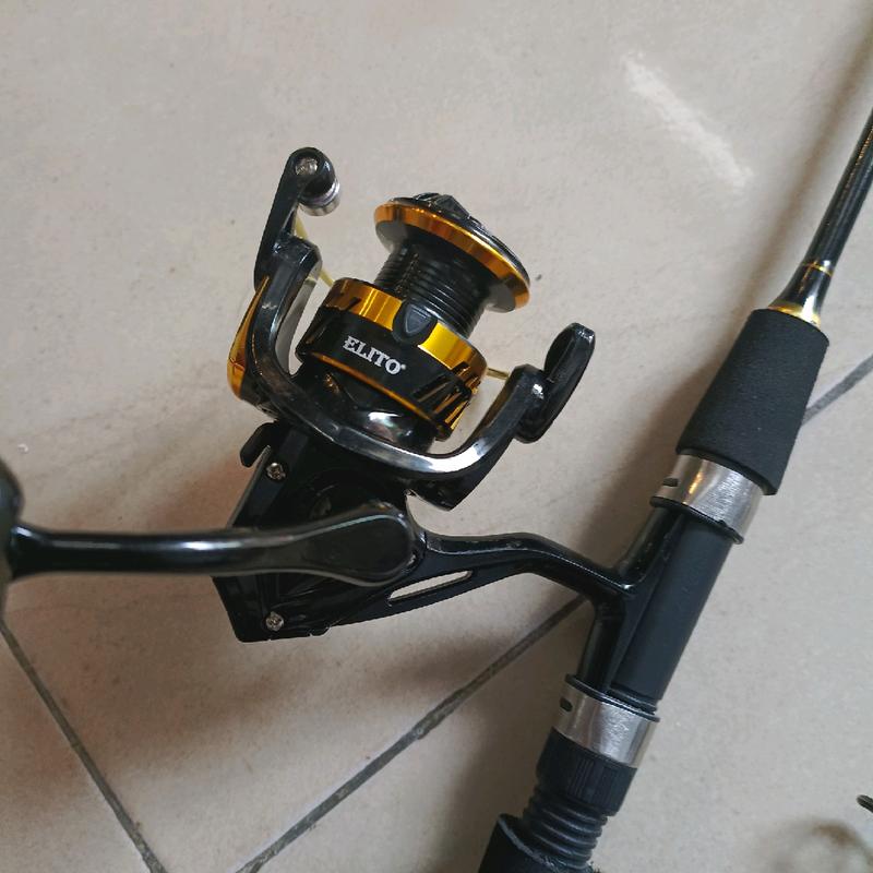 termurah satu set joran spinning casting kolam laut pinggiran black medium reel metal 2000 2