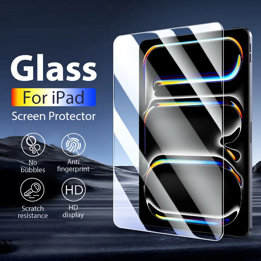 กระจกนิรภัย, สำหรับ iPad 10 9 10 รุ่นที่ 9, Air 11 5 4 3 2 1 M2 5 6, ฟิล์มกันรอย, สำหรับ iPad Pro 13 12.9, M4 Mini 7 6, 2024 10.2 10.9 10.5 9.7 8.3, ฟิล์มกันรอย, อุปกรณ์เสริมแท็บเล็ต
