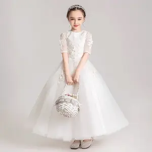 (JMS)set mahkota~  gaun bridal pesta bunga timbul anak mewah ngembang