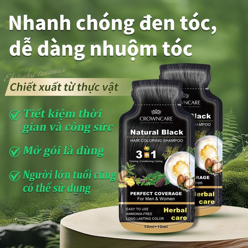 【5pcs Dầu gội nhuộm tóc Hello Bubble dạng gói, nhuộm tóc lâu phai | Chiết xuất từ thực vật | Không gây kích ứng da | Dễ dàng nhuộm tóc tại nhà | Dầu gội nhuộm tóc che phủ tóc bạc