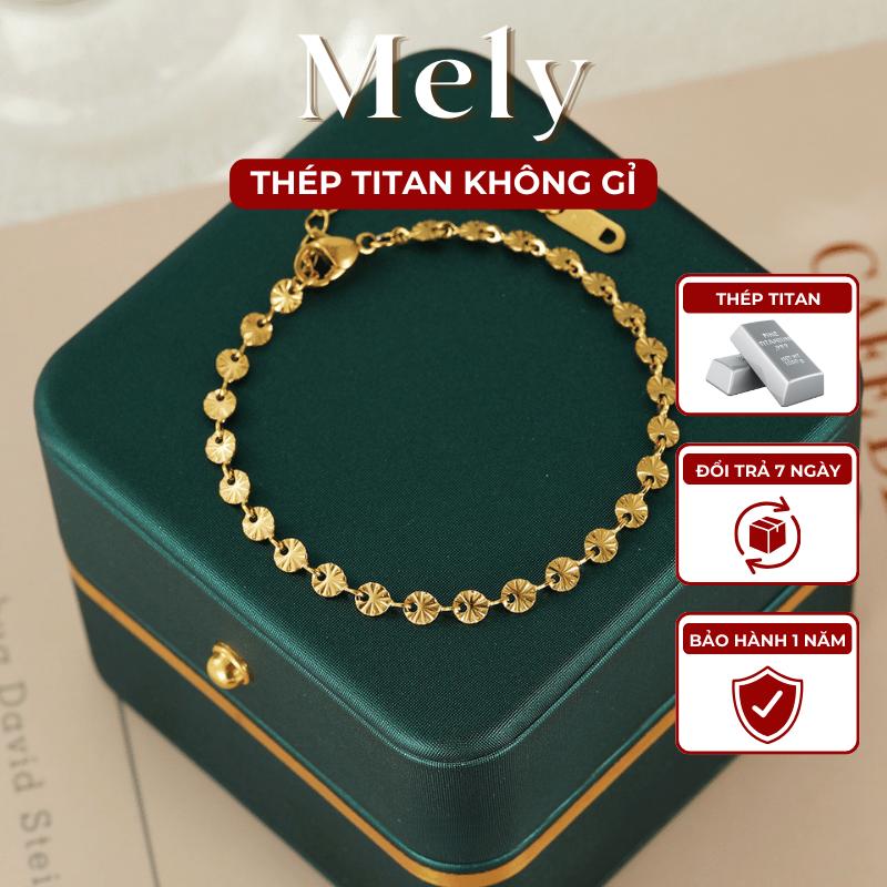 [KHÔNG ĐEN GỈ] Vòng tay thép Titan hình lá Hoa sen mạ vàng cao cấp bền màu phụ kiện thời trang Hàn Quốc - Mely TT107