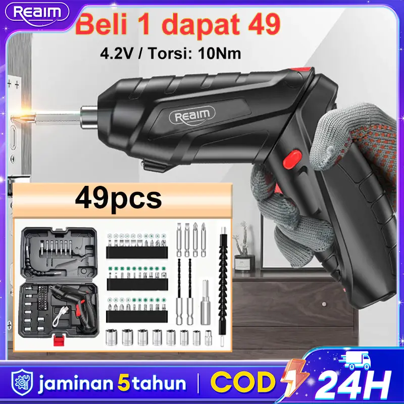 Cordless Screwdriver 4.2V Mesin Bor Cordless Mini 49pcs Set Screwdriver Baterai Bor Cordless Obeng