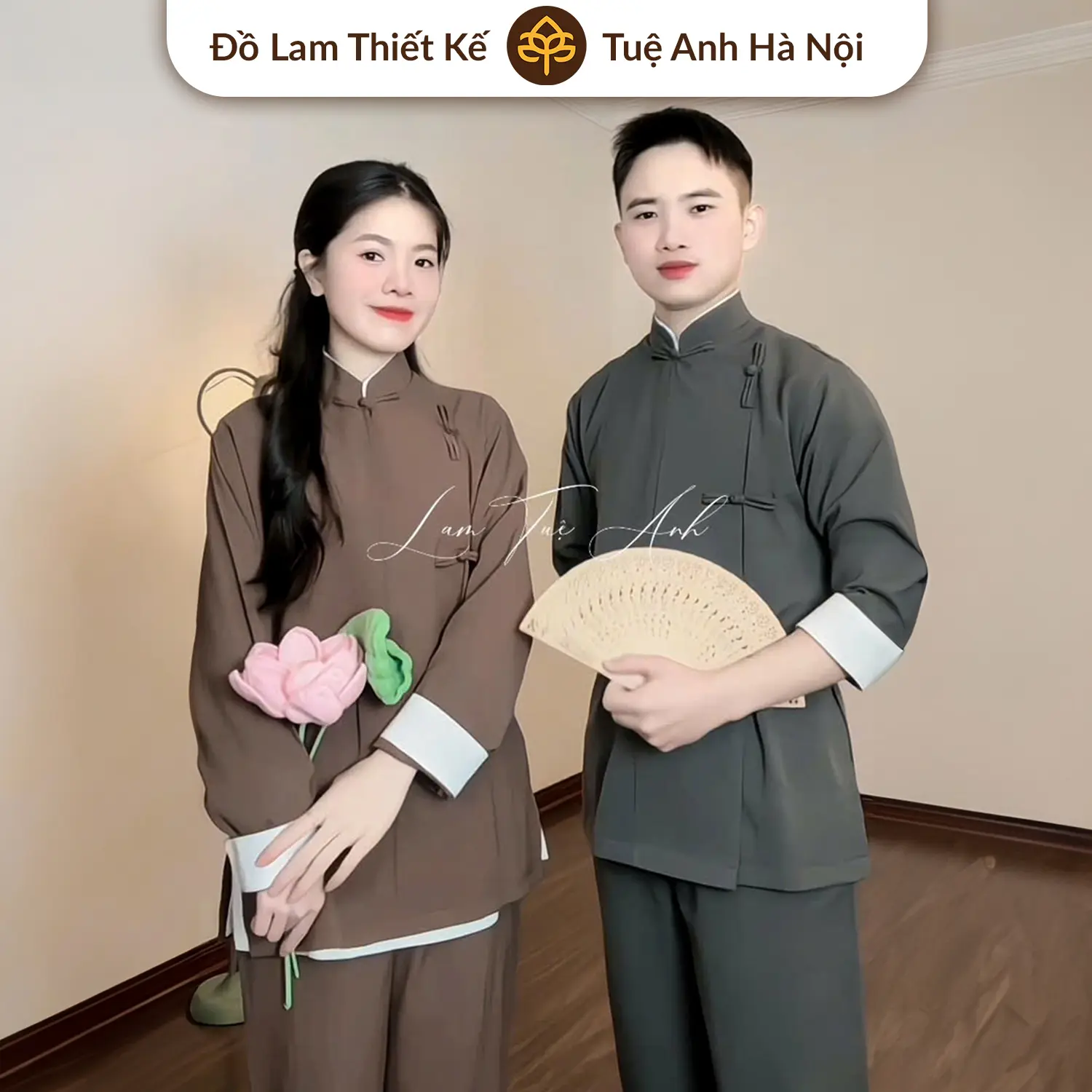 Đồ lam đi chùa BẢO NGHIÊM pháp phục vạt hò cổ tàu nút tết nam/nữ vải đũi cao cấp mềm mát Menswear Dài Tay