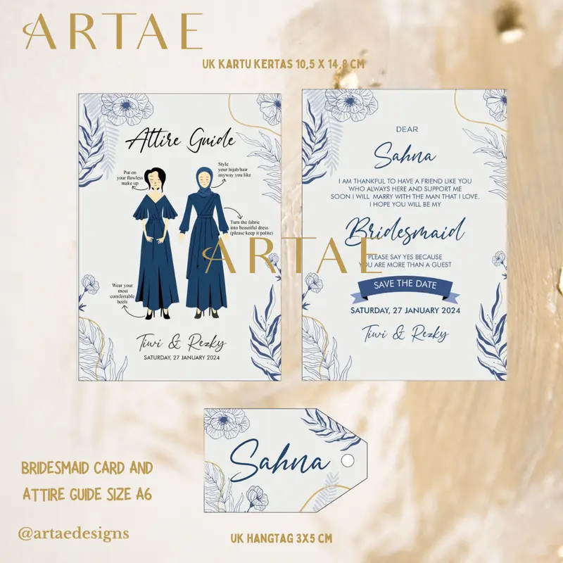 PART 2 Aesthetic Bridesmaid Card/Attire Guide/Hangtag (MINIMAL ORDER 8 PCS) 1