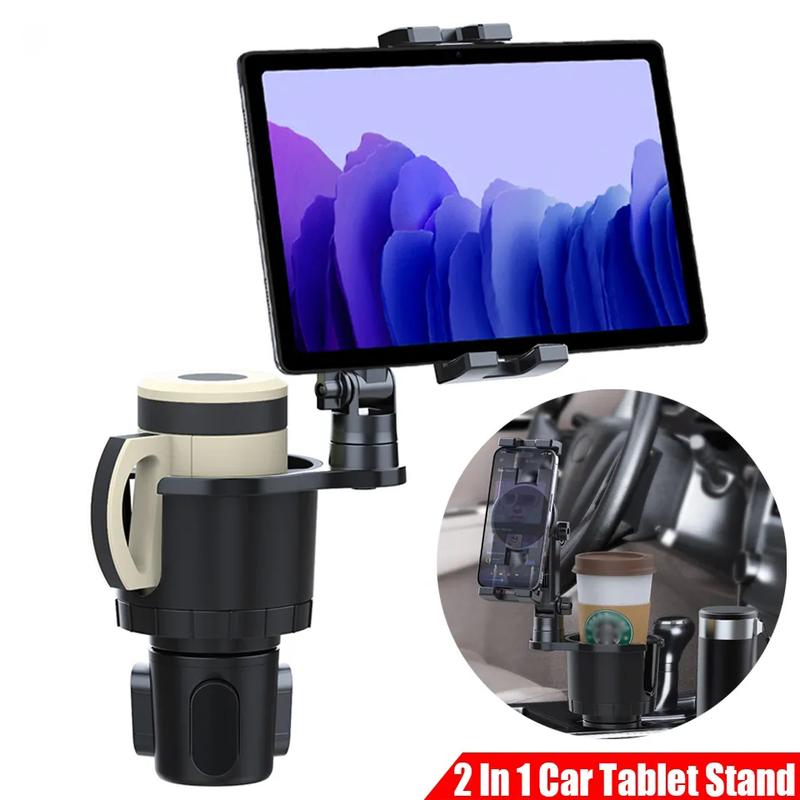 Product Introduction of 2 in 1 Car Tablet Stand Car Cup Holder 4.7-12.9inches Multifunction Mobile Phone Holder Car Drinks Holder 360° Swivel Adjustable 17