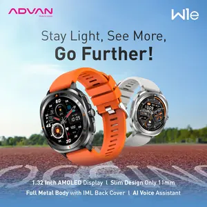 ADVAN Smartwatch W1e AI Voice Assistant AMOLED Display 1.32” Bluetooth Call Waterproof IP68 Slim Design Ultra Light Metal Body 30 Days Standby Time 100+ Sports Mode
