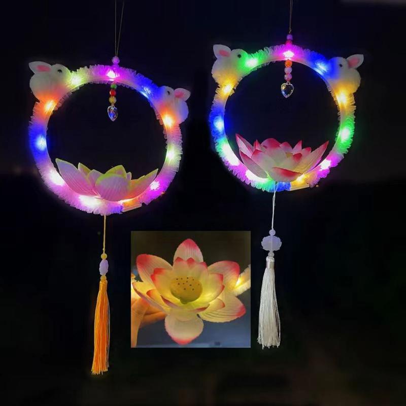 Product Introduction of Portable With Tassels Children's Rabbit Lantern Chinese Style Traditional Bunny Handmade Lantern Finished Mid-Autumn Festival Lantern Mooncake Festival 11