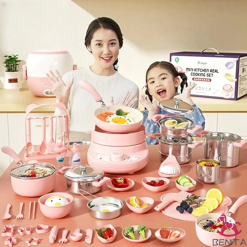 【Ready COD】45/32/24/11 PCS Set Dapur Mini Mainan Masak Pura-pura Anak-anak Mainan Rumah Bermain Edukasi Mainan Memasak Anak-anak Set Peralatan Dapur/Mini Kitchen Kompor Listrik Mainan Anak Perempuan 1