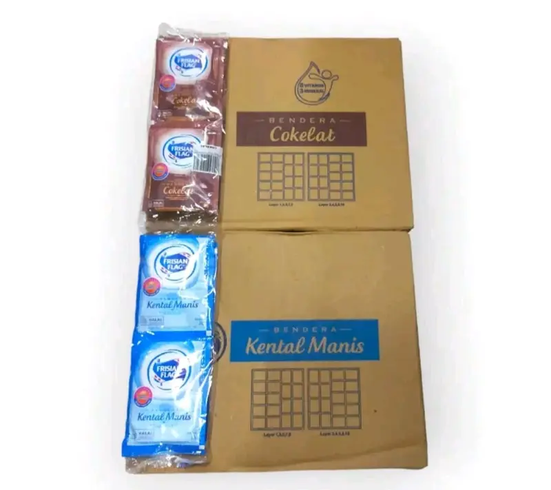 Susu Bendera FRISIAN FLAG Sacset Putih/Coklat 1 Dus - Produk Makanan Ringan - Food, Baking Milk 0