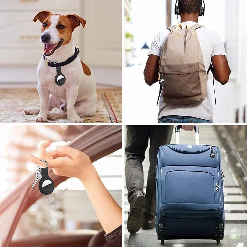 Dây chuyền chìa khóa cho AirTag, 4 gói, Vỏ silicon, Tương thích với thẻ Air T của Apple, Vỏ bảo vệ, Giá đỡ vòng chìa khóa, cho AirTag của Apple, Phụ kiện dây chuyền chìa khóa Air Tag, Vòng cổ Air Tag, Thiết bị theo dõi GPS cá nhân 3