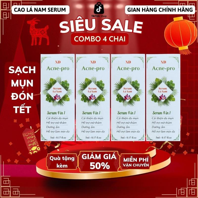  COMBO 4 Cao Lá Nam  Acne-pro Serum 4 in 1 Cải Thiện Mụn & Thâm Dưỡng Da Mịn Màng An Toàn Cho Da Mụn 