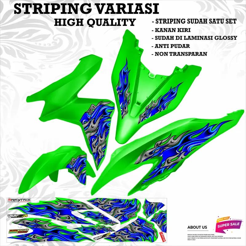 VARIASI 1 STRIPING VARIO GEN 1 STICKER MOTOR MOTIP API BIRU Motorcycle 4