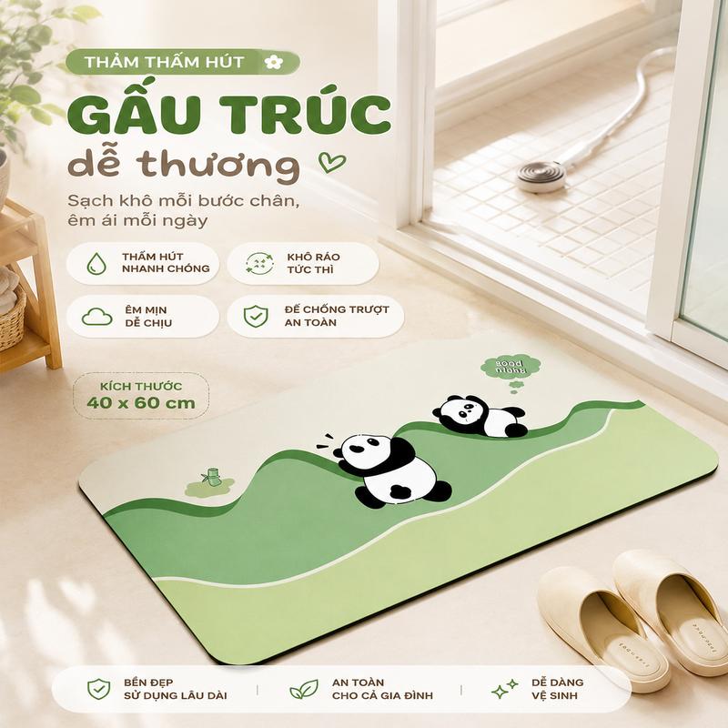Thảm Lau Chân Diatomite Vân Đá Cẩm Thạch, Siêu Thấm Hút Nhanh Khô, Đế Cao Su…