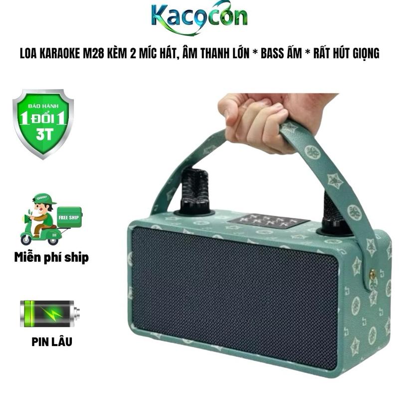 Loa Xách Tay Bluetooth Karaoke M28 Kèm 2 Míc Song Ca
