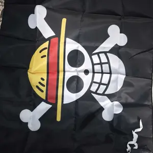 Flag Bendera One Piece Kain Wall Decor Aesthetic Cosplay Tapestry Anime Fabric Pirates Bajak Laut Luffy OP
