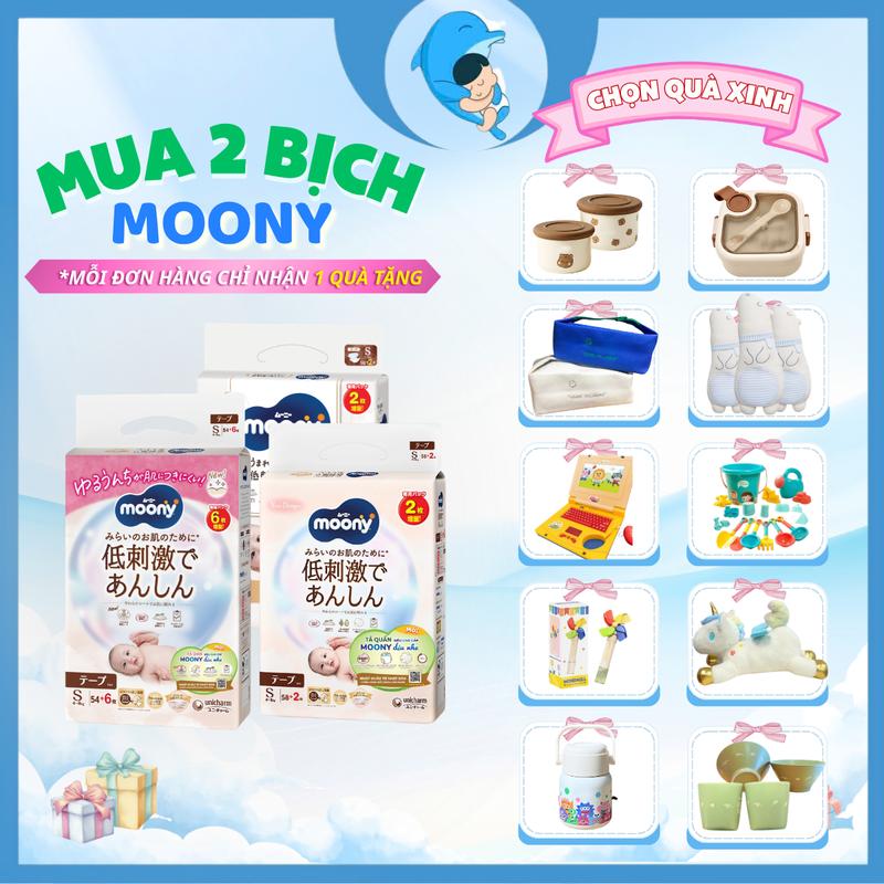 Tã/Bỉm Moony natural quần, dán đủ size NB60/S54/M46/L38/L36/XL32 cho bé 0-22kg