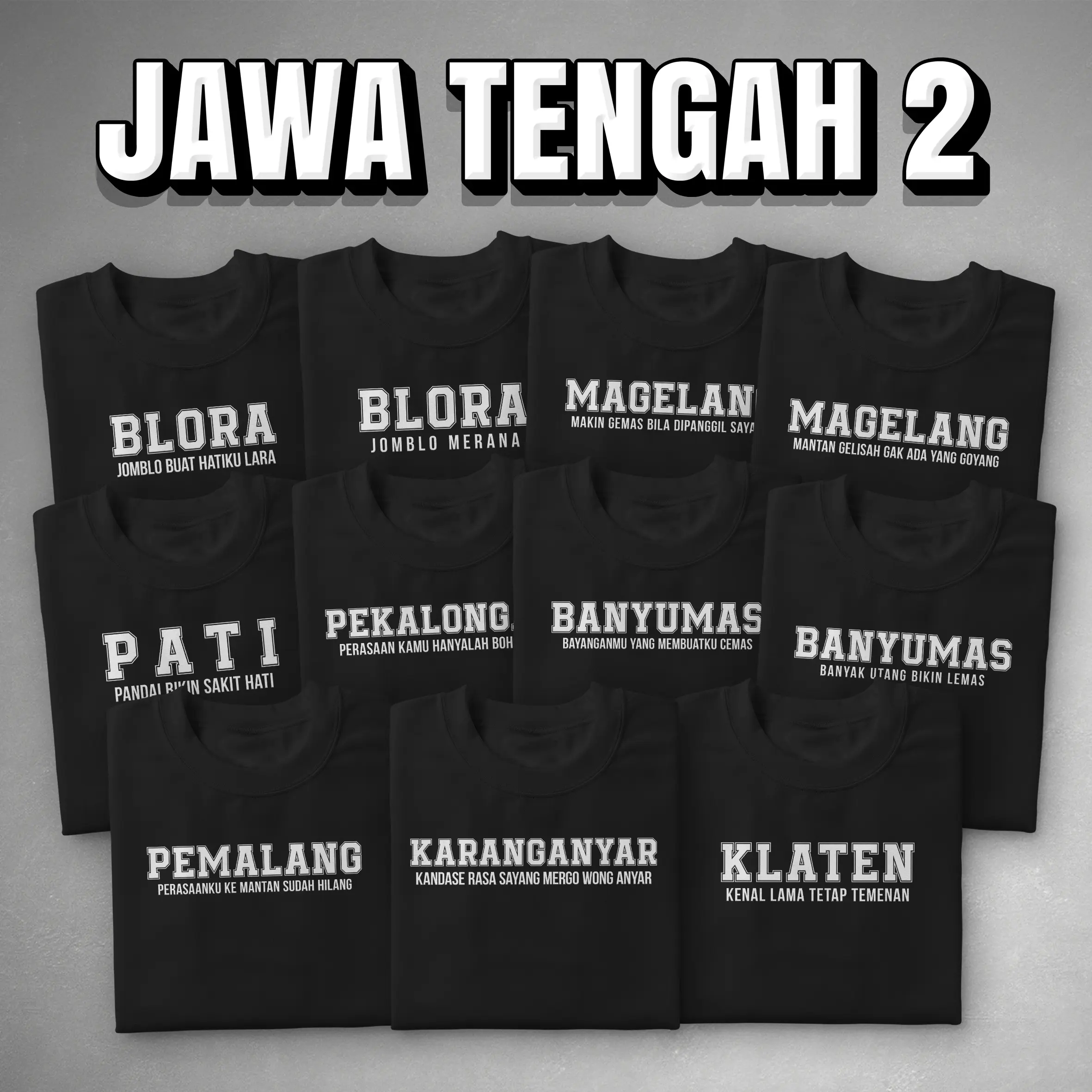 Cocol Store - Kaos Nama Kota Jawa Tengah (2) - Bahan Baju Cotton Combed 20s Tebal Lembut dan Nyaman Standar Distro Lokal - Sablon Keren DTF Pria Hitam