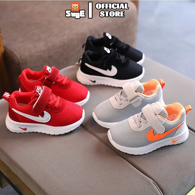 SUGE Kids shoes kasut baby boy Fashion Mesh Network sneakers kids toddler Child Running Sport Shoes