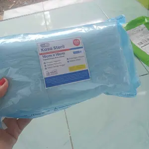GUNAMED KASA STERIL BAHAN KASA UKURAN 16CM X16CM ISI 100/200 / LIPATAN KASA 4CM X 6CM/UNTUK MENUTUP LUKA Benang Benang