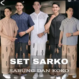 Setelan SARKO Sarung Dan Koko Lengan Pendek Motif Bordir Diamond Sarung Motif Sarang Tawon