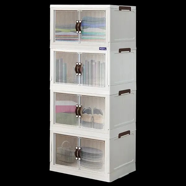 Locker box Nacase Polibox Napolly Rak Susun 4 - POLIBOX 446 - Lemari Pakaian Nakas Meja Portable mainan Buku Alat Dapur Multifungsi Laci Kabinet Kantor tingkat plastik rakit box lipat serbaguna Kontainer Roda Storage Drawer Flip Transparan Minimalis