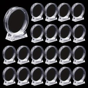 10pcs Porta monedas de desafío transparentes con bases - Cápsulas elegantes y duraderas para monedas conmemorativas y decoración del hogar