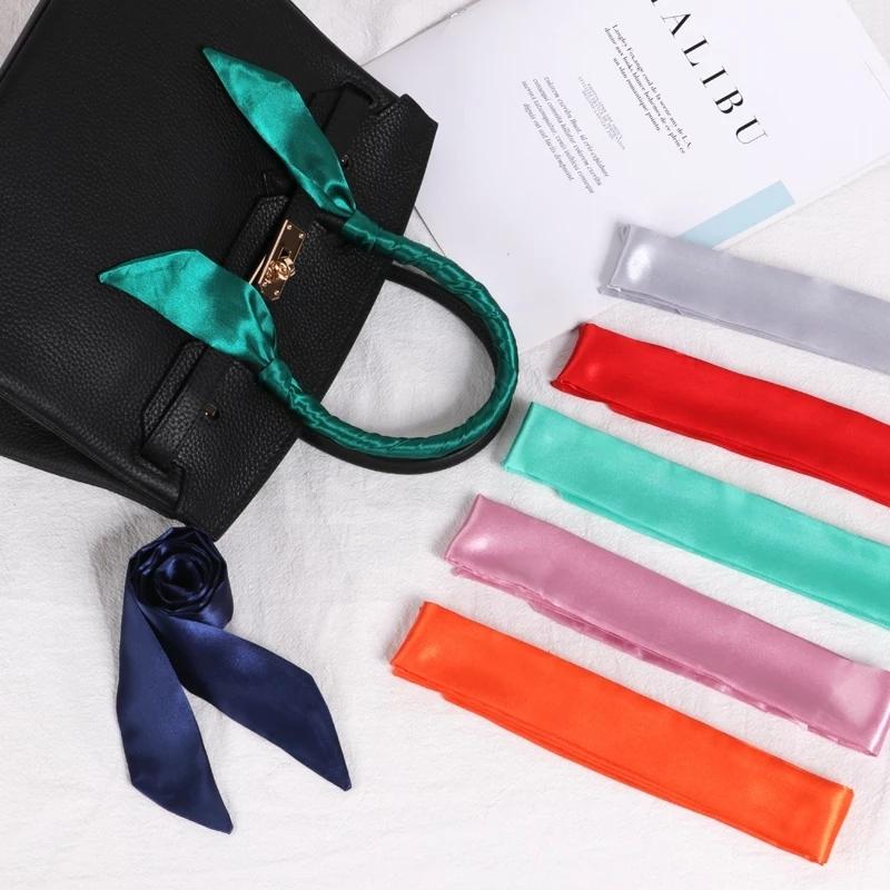 Product Introduction of Plain Long Thin Narrow Silk Scarf Hair Ribbon Scarf Satin Waist Belt Neckties Neckerchief Bow Ties Hair Accessories 21