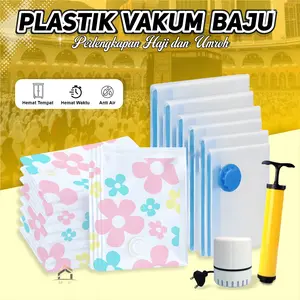 ANP88 - Plastik Vacuum Penyimpanan Pakaian Kompresi Selimut Tas Vakum Portable Anti Bocor Double Zip Lock Hemat Ruang 70% Ideal untuk Haji & Umroh