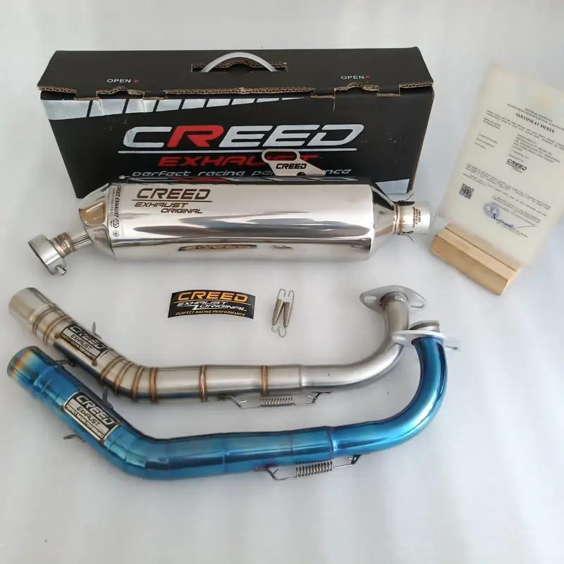 Suara NGEBAS Adem Knalpot Racing Creed Exhaust Inlet 38mm Vario 110/125/150/160 Scoopy Lama/New Stylo 160 N Max Lama/New/Turbo Pcx 150/160 Aerox Lama/New Lexi 125/155 Adv 150/160 Mio Sporty/J/M3/Smile Soul GT Karbu/Injeksi Beat Karbu/Fi Lama Xeon Karbu 1