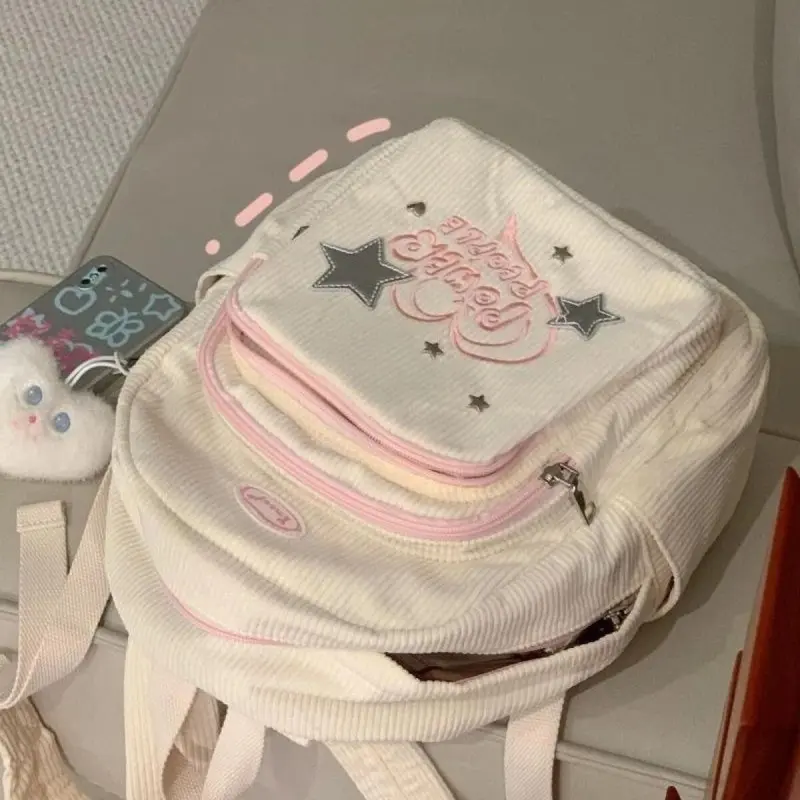 Corduroy tas sekolah kecil fashion korea bag kuliah tas ransel wanita Import Tas Sekolah Kecil Ringan Komuter 4