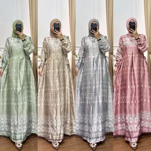 Gamis LAYLA Bahan Silk Premium Motif Simple Cantik Busui Friendly | Ready Size M-6L |