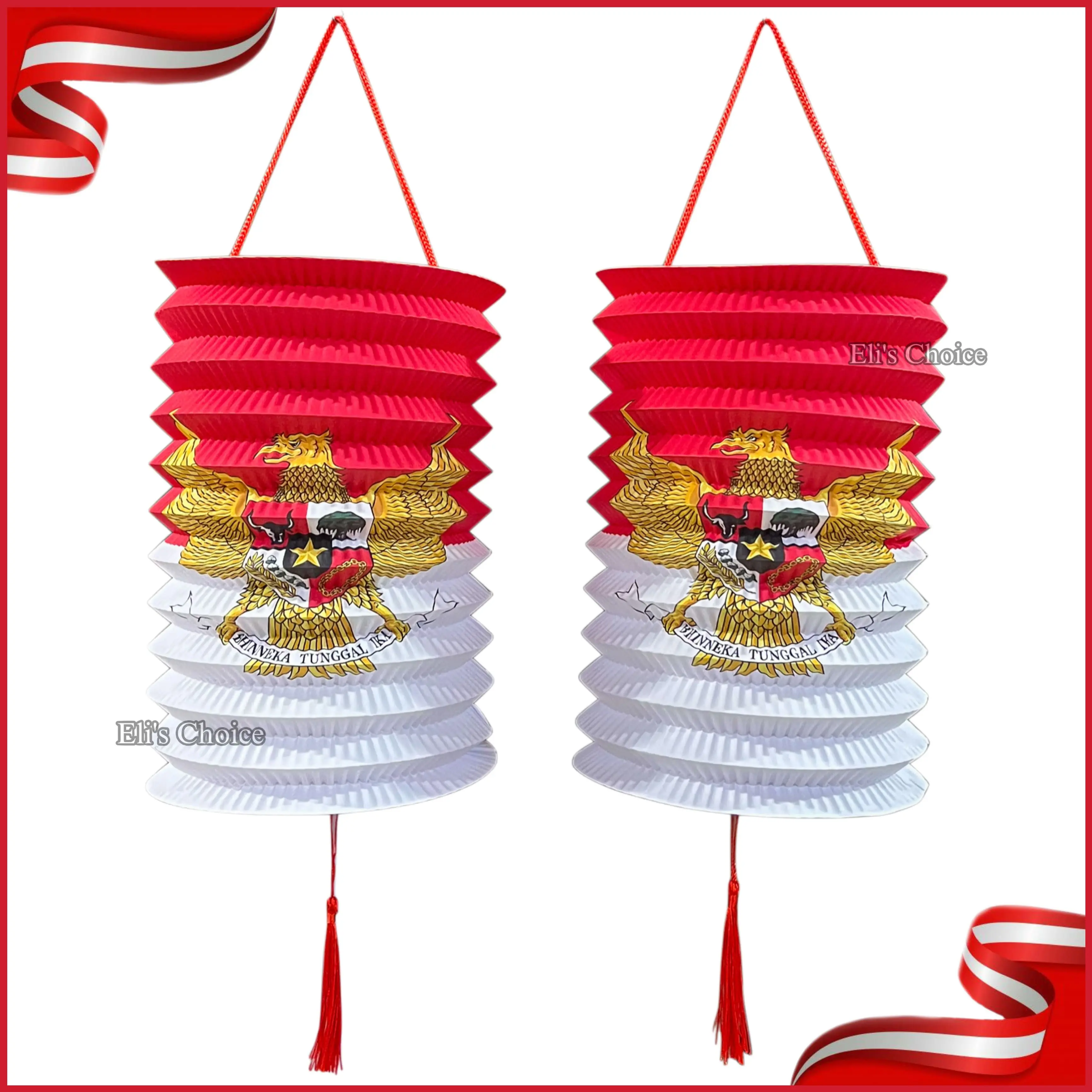 Lampion Tarik Garuda Merah Putih Bahan Kertas / Dekorasi 17 Agustus HUT RI