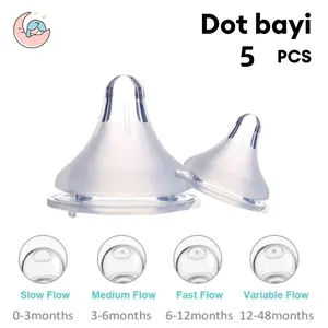 ANGELMOMMY 5 PCS Dot Bayi Dot Buram Aksesori Botol Bahan Silikon Bebas BPA MNZ Sangat Lembut Penyedot Mulut Lebar Kalimbutan Meningkatkan