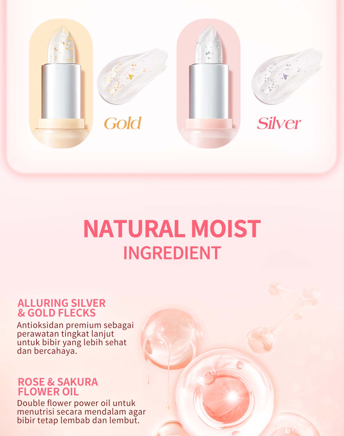 BNB barenbliss Gold Makes Gorgeous & Silver Makes Stunning Lip Balm | Lip Balm Glossy, Pelembab Bibir, Anti Bibir Kering