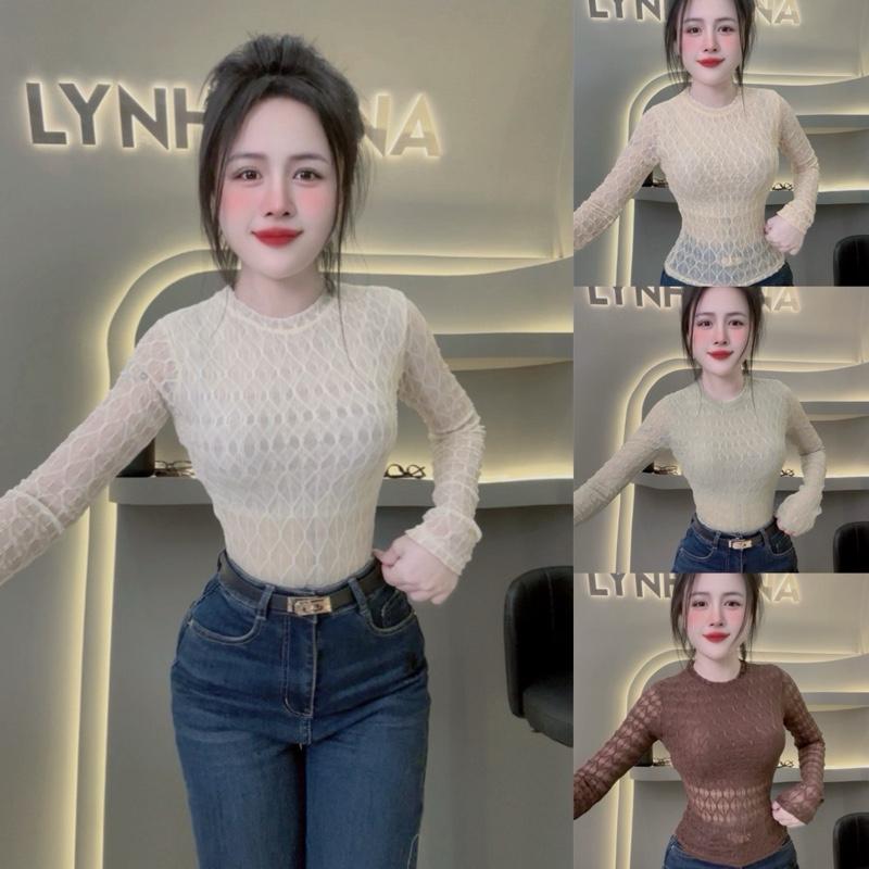  Áo cổ tròn tay dài vãi QC mềm mịn 2 lớp nhà Lynh Zena_B28 