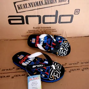 Ando Sandal Anak Cowok Model OPUR Hitam Biru Nyaman Kuat Keren Abis Buatan Indonesia Dengan Desain Unik Tahan Lama Anti Slip Size 28-33