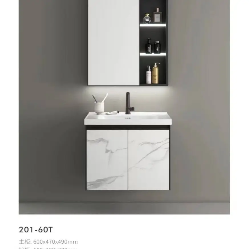 SG stock. Bathroom aluminum panel cabinet complete with ceramics basin  (201-60T-bottom)