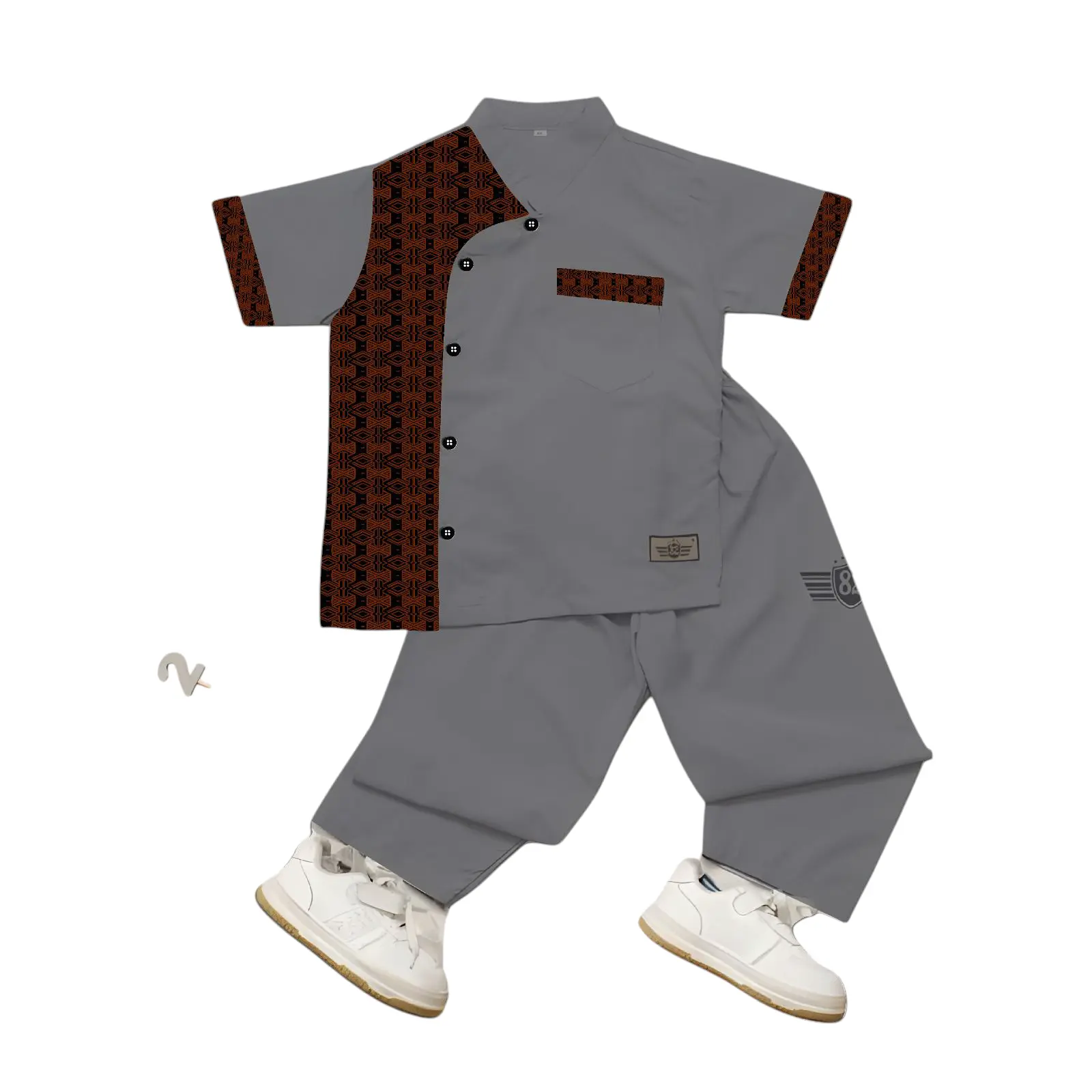 Setelan Baju Koko Anak Laki-laki Lakunakids Motif Batik 2-11 Tahun + Bonus Peci - Muslim, Katun Kurta Turki