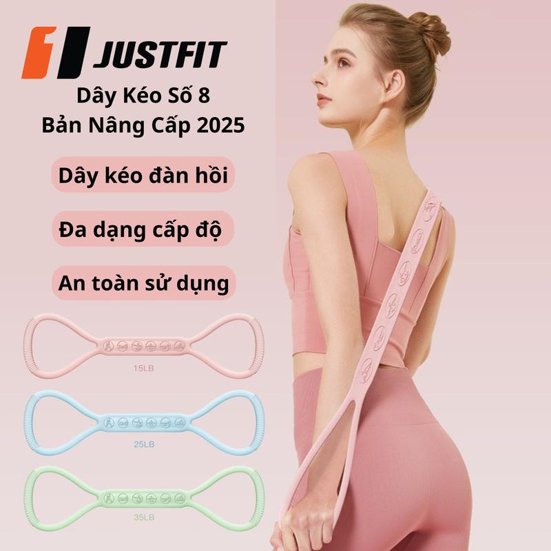  Dây Kháng Lực Số 8 JUSTFIT Bản Nâng Cấp Chất Liệu Silicon Tập Tay Vai Lưng Mông Kháng Lực Đàn Hồi Tập Gym Yoga Tại Nhà 