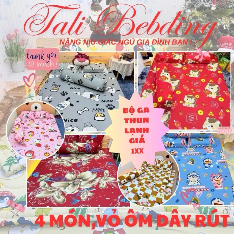 [HotTrend]Bộ Ga Thun Lạnh 4món Gối Ôm dây rút:Ga thun 1mặt nệm 20cm trở lại vừa,2vỏ nằm 40/60 50/70 ,1 ôm rút 35x100, chan bo may Bộ Ga Gối giường ga gối thoáng khí mát