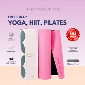 NewActive by NewTreeSea Matras Yoga & Sport NewActive 6mm Anti Slip 183x61cm Ringan Eco-friendly TPE untuk HIIT Pilates dengan FREE STRAP
