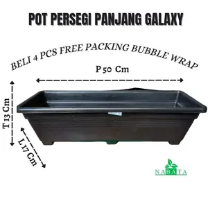 Pot persegi panjang 50cm hitam galaxy / pot bunga / pot panjang / pot tanaman