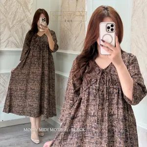 RMB MOLLY MIDI DRESS RAYON MOTIF BY RMB Bahan Katun Rayon Motif Premium Tampilan Flowy dan Elegan Size ALLSIZE  Tangan Wudhu Friendly Saku Kanan